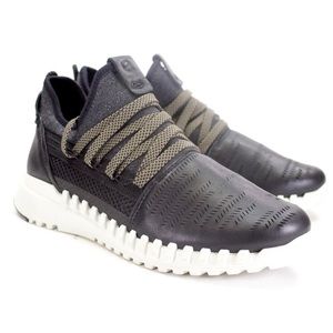 ECCO Zipflex Womens EU 37 US 6-6.5 Low Lace Up Sneakers Black Leather Perforated